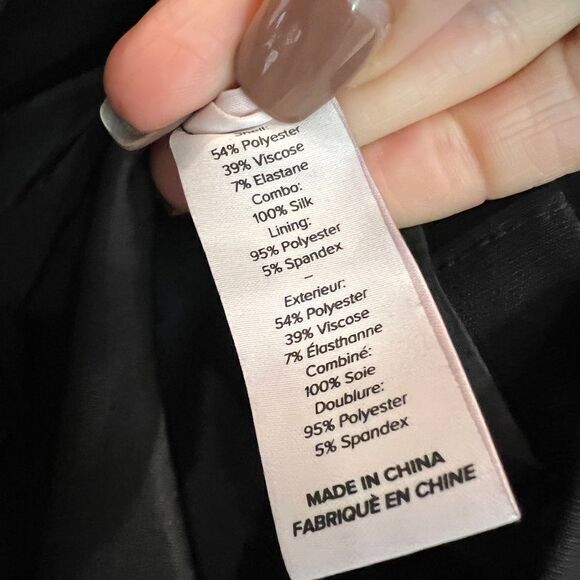 CINQ A SEPT Teo Off Shoulder Puff Sleeve Mini Dress Satin Crepe Black - Picture 10 of 10